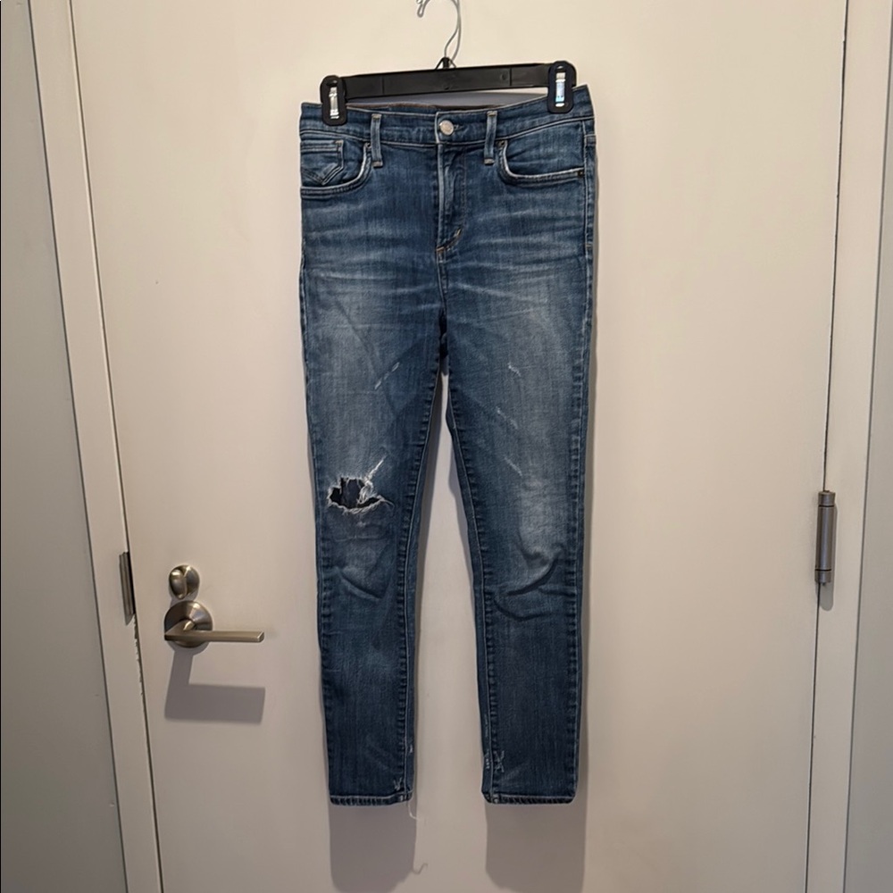 Agolde Blue Skinny Jeans with Distressed Details